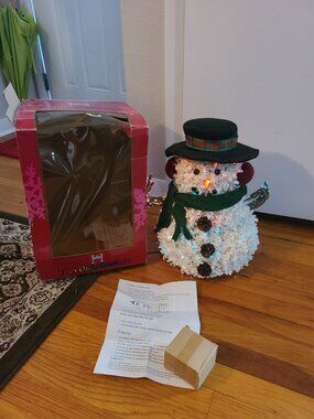 VTG Fiber Optic Snowman Christmas Decoration 15" Tall Multicolor Lights Electric